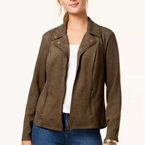 Macy's Style & Co Faux-Suede Moto Jacket, NEW/tags